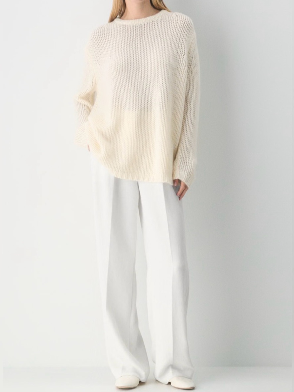 Aritzia Mesh Cashmere Oversized Crew Sweater